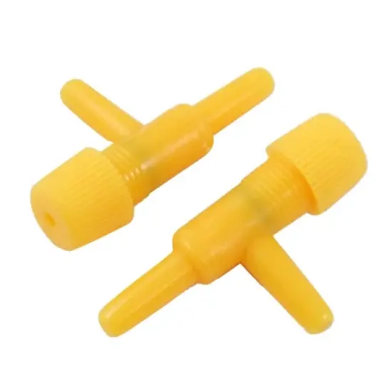 Unique Bargains Aquarium Yellow Plastic 2 Way Air Control Valves 5 Pcs image {1}