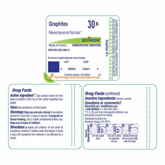 Graphites 30X by Boiron Homeopathic Single Medicine For First Aid  -  80 Pellet image {1}