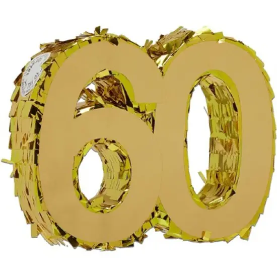 Mini Number Pinata 60 for 60th Birthday & Anniversary, Gold Foil image {4}