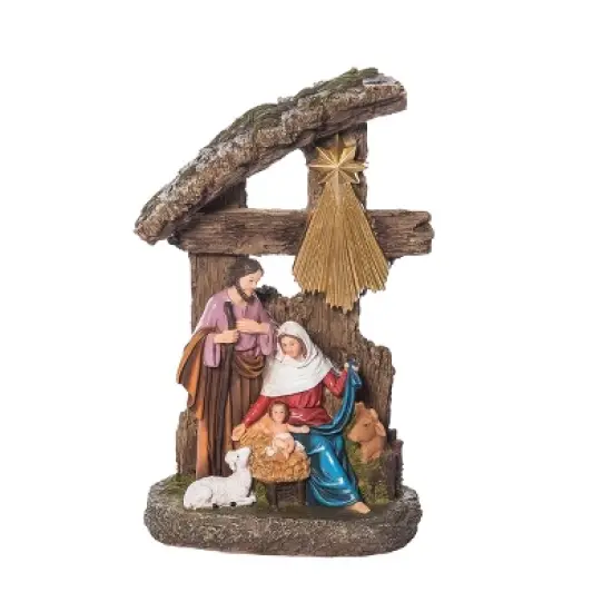 Transpac 9.75 in Holiday Manger Nativity Scene Figurine Polyresin Christmas Decorative Object image {1}