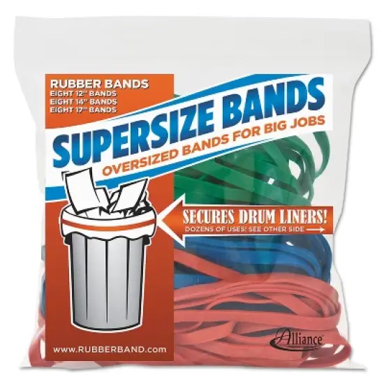 Alliance SuperSz. Rubber Bands 12" Red 14" Green 17" Blue 1/4"w 24/Pack 08997 image {1}