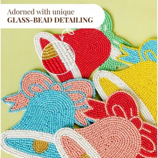 Folkulture Christmas Coasters Set of 4 (4") Merry Bell Coaster for Christmas Table | Cute Holiday Coasters for Christmas D&eacute;cor Gifts for Women image {4}