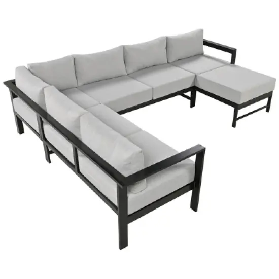 U-Shaped Patio Sofa Set with Cushions, Outdoor Corner Sectional Seats for Garden, Backyard, Deck or Balcony Lounge Furniture-Maison Boucle image {4}
