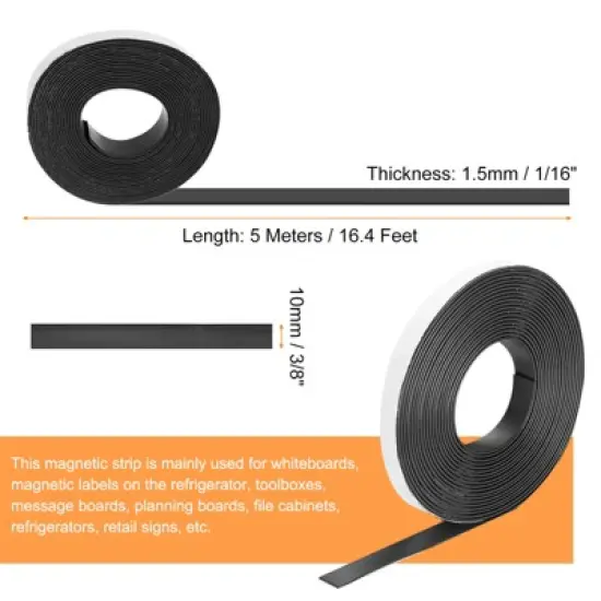 Unique Bargains Self-Adhesive Easy to Cut Sticky Backing Magnetic Tape image {1}