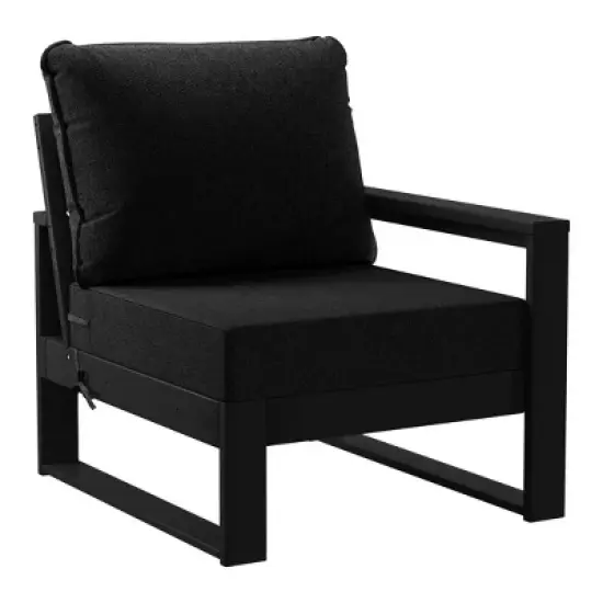 WestinTrends Montara Outdoor HDPE All-Weather Modern Patio Loveseat with Waterproof Cushions image {3}