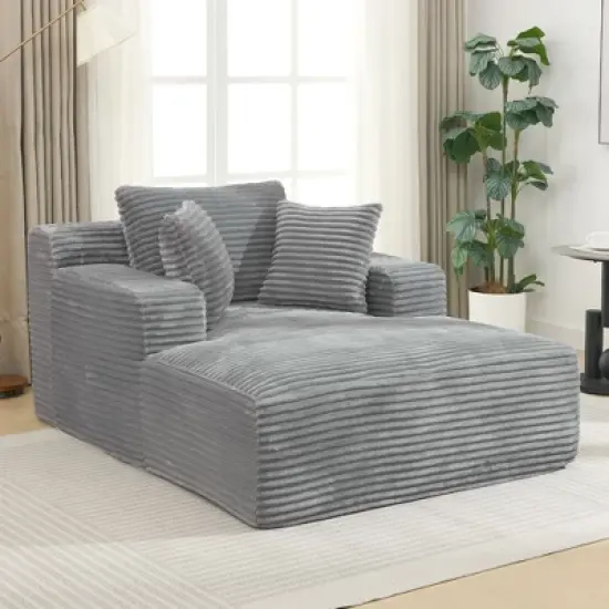Full- compressed Chaise Lounge Sofa Bed 48.8" Upholstered Sofa Couch with Removable Pillows, Modern Sleeper Sofa for Living Room and Bedroom, Grey image {12}