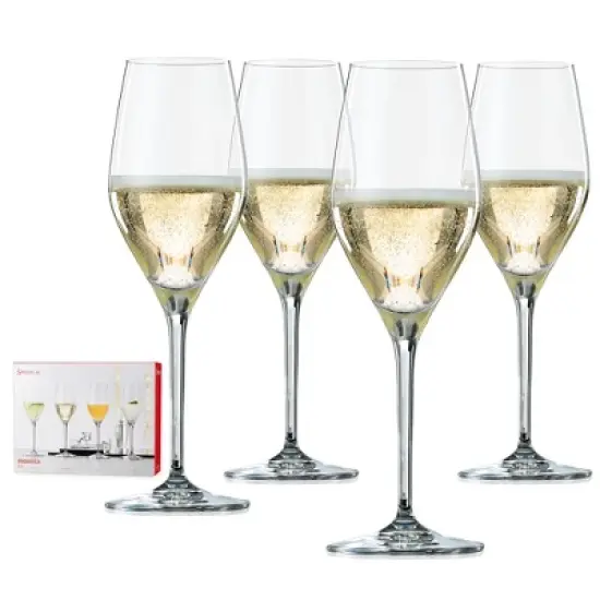 Spiegelau Prosecco Wine Glasses Set of 4 - Crystal, Classic Stemmed, Dishwasher Safe, Professional Quality Wine Glass Gift Set - 9.1 oz, Clear image {6}