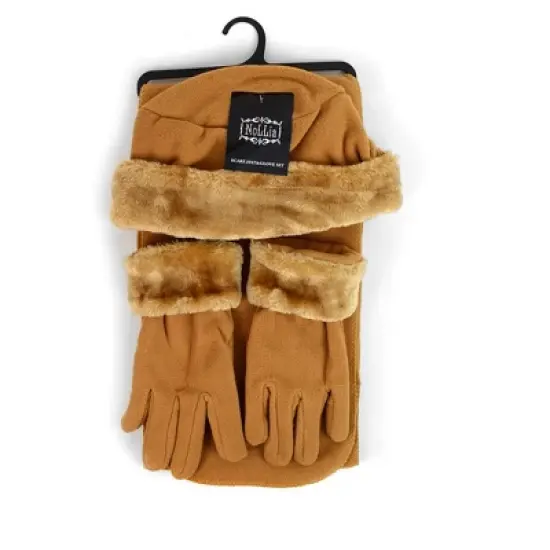 Women's Solid Fleece 3-Piece gloves scarf Hat Winter Set, 1 Pack Or 2 Pack image {6}