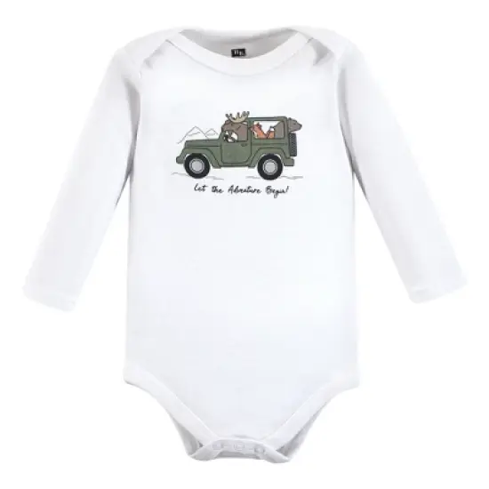 Hudson Baby Infant Boy Cotton Long-Sleeve Bodysuits, Animal Adventure 3-Pack image {2}