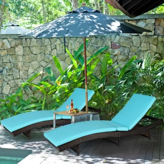 Tangkula 2-Piece Patio Adjustable Rattan Chaise Lounge Chair Folding Reclining Wicker Chair image {2}