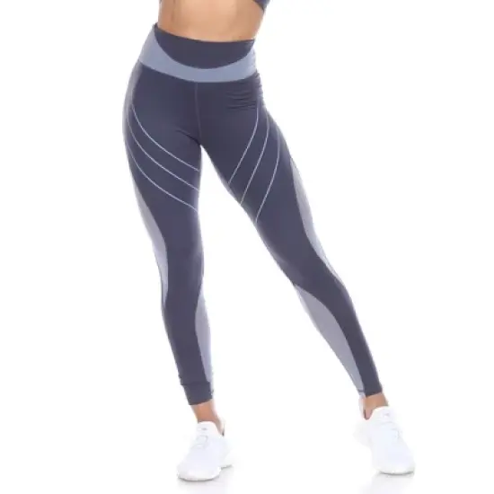 Women's High-Waist Reflective Piping Fitness Leggings  - White Mark image {5}