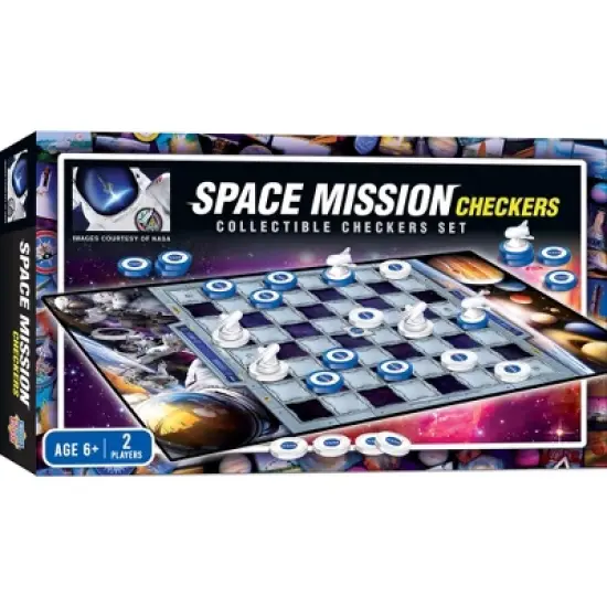 MasterPieces Officially licensed NASA Checkers Board Game for Families and Kids ages 6 and Up image {1}