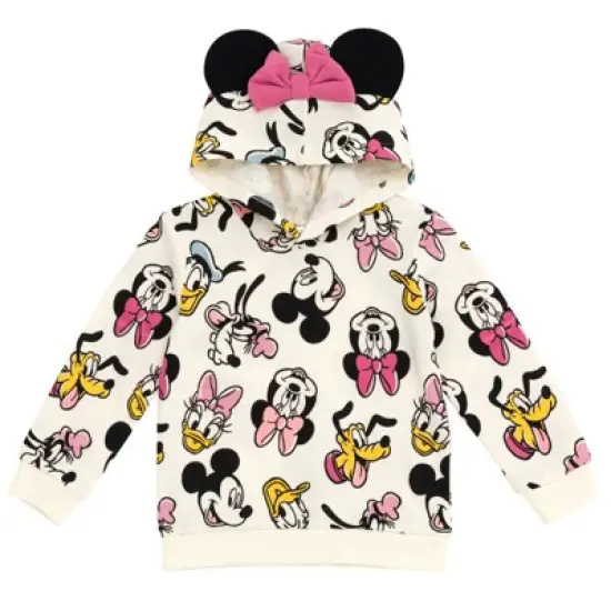 Disney Minnie Mouse Mickey Goofy Donald Duck Daisy Girls Pullover Hoodie Little Kid to Big image {14}