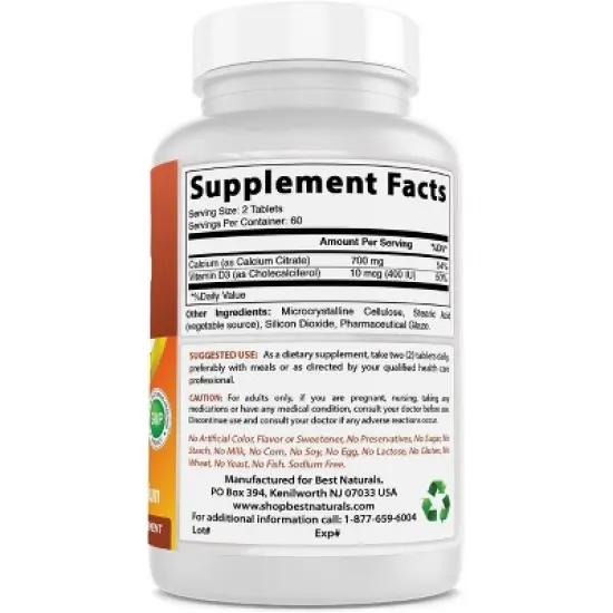 Calcium Citrate with Vitamin D3 120 Tablets image {2}