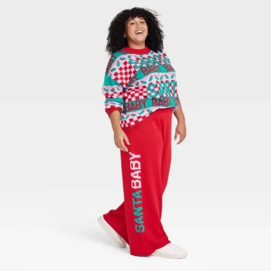 Women's Santa Baby Graphic Sweater Pants - Red image {2}