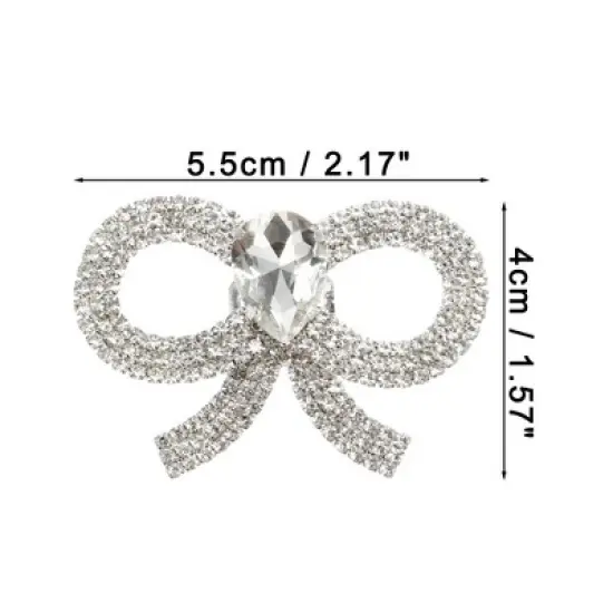 Unique Bargains Women's Rhinestone Shoe Buckle 2.17"x1.57" Silver Tone 2 Pcs image {1}