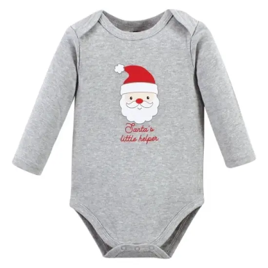 Hudson Baby Unisex Baby Cotton Long-Sleeve Bodysuits, Santa Reindeer image {2}