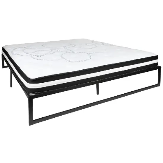 Emma and Oliver 14" Platform Bed Frame & 10" Mattress in a Box - No Box Spring Required image {13}