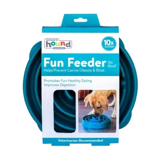 Outward Hound Fun Feeder Slo-Bowl For Dogs - L - Turqoise image {1}