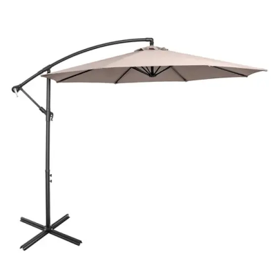 Costway  10 FT Patio Offset Umbrella w/8 Ribs Cross Base Tilt image {10}