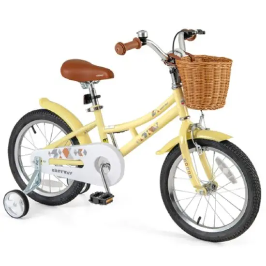Costway 16'' Kids Bike w/Height Adjustable Handlebar Seat Basket Bell Training Wheels image {12}