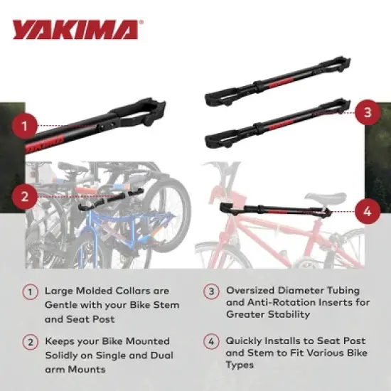 Yakima TubeTop Hitch Mounted Bike Rack with Seat Post Mounting Type, Oversized Diameter Tubing, and Anti Rotation Inserts for Bicycles, 2 Pack image {2}