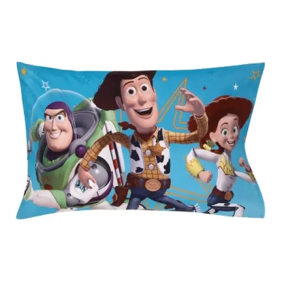Disney Toy Story It's Play Time Blue, Green, and White, Woody and Buzz 2 Piece Toddler Sheet Set - Fitted Bottom Sheet and Reversible Pillowcase image {2}
