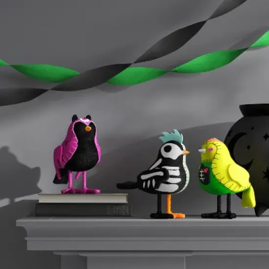 Featherly Friends&trade; 3pk 'Skelly + Stitch + Seeker' 2017 Anniversary Bird Fugurines - Hyde and EEK! Boutique&trade; image {1}