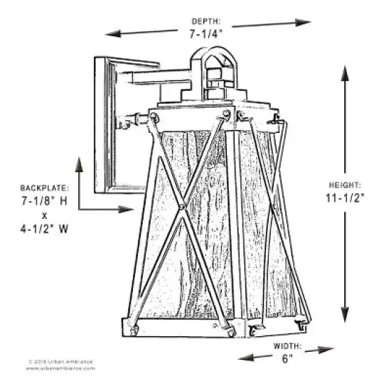 Urban Ambiance Luxury English Country Outdoor Wall Light,  11-1/2"H x 6"W,  Midnight Black Finish, UHP1051 image {5}