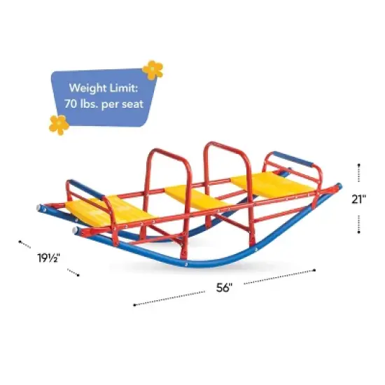 Hearthsong Weather-Resistant Metal Rocking Seesaw for Kids with Protective Foam Rockers image {2}