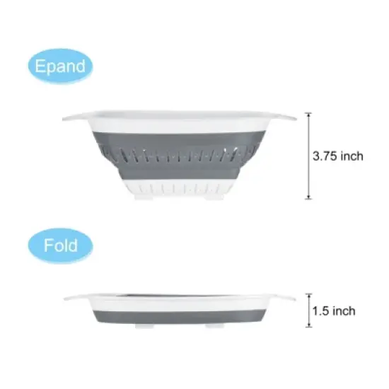 Unique Bargains Washing Fruit Vegetable Kitchen Multifunctional Square Collapsible Colanders 3 Pcs image {2}