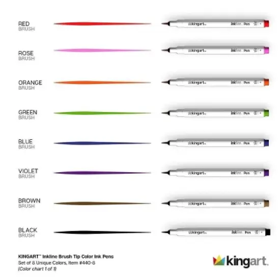 KINGART PRO Inkline Brush Tip Pens, 8 Colors image {4}