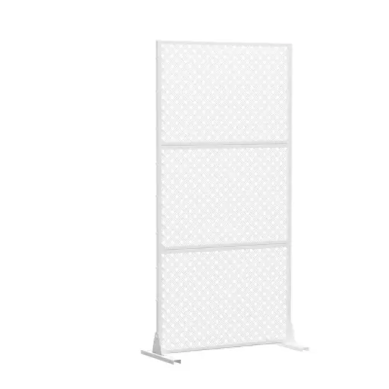 PexFix 72 in. H x 35 in. W Outdoor Metal Privacy Screen Garden Fence Woven Pattern Wall Applique in White image {2}
