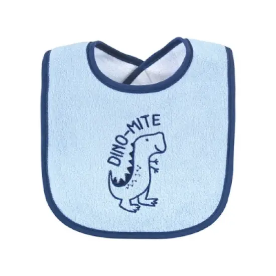 Hudson Baby Infant Boy Cotton Terry Drooler Bibs with Fiber Filling, Boy Dino, One Size image {3}