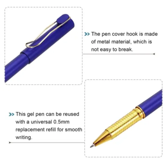 Unique Bargains Metal Smooth Writing Office Reusable Gel Ink Rollerball Pens 12 Pcs image {3}