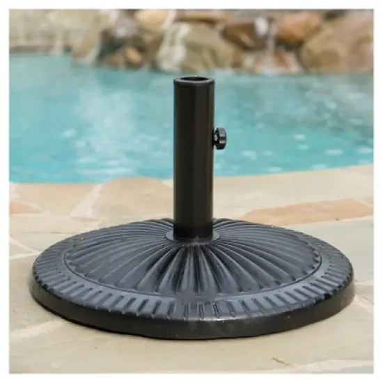 Syros Round Resin and Steel Umbrella Base - Black - Christopher Knight Home image {3}