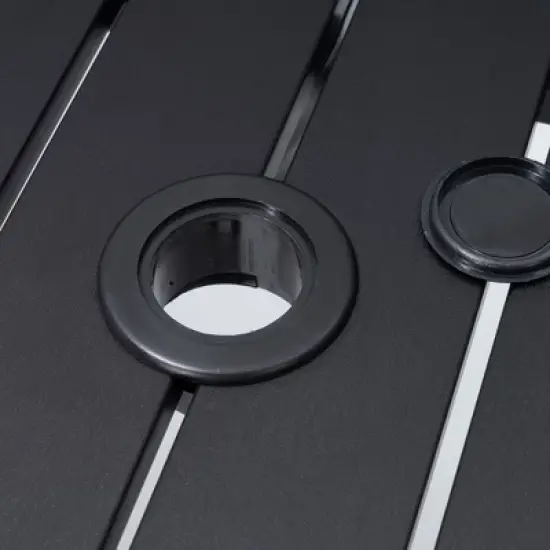 Crestlive Products Outdoor Dining Table for 4-6 People Patio Rectangle Table, Aluminum Frame with Durable Wood-Like Tabletop and Umbrella Hole image {10}