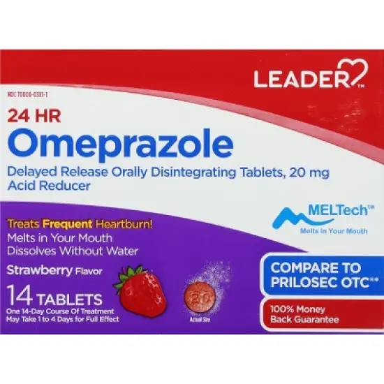 Leader Tablets 20 mg Strawberry Flavor Omeprazole 14 Tablets image {3}