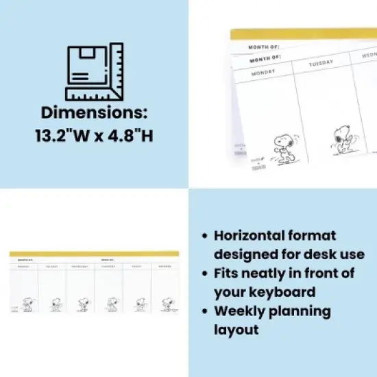 Yoobi 13.2"x4.8" Peanuts Notepad Yellow Snoopy Dance, School Supplies image {2}