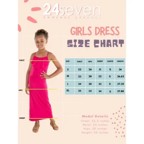 24seven Comfort Apparel Girls Ruffle Spaghetti Strap Maxi Dress-Black-M image {3}