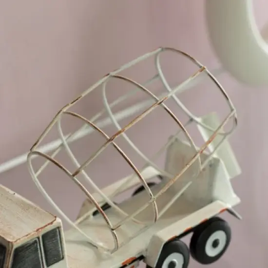 Vintiquewise Decorative Rustic Metal White Single Bottle Cement Truck Wine Holder for Tabletop or Countertop image {6}