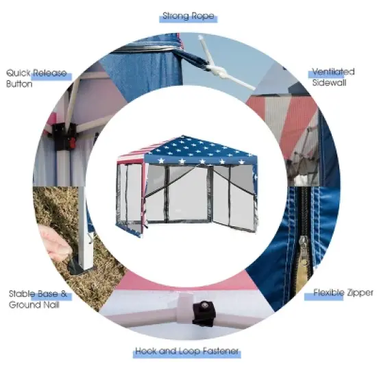 Costway 10'x10' Folding Pop Up Tent Gazebo Canopy Mesh Sidewall image {8}