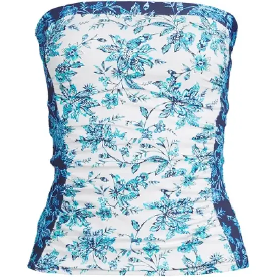 Lands' End Women's Long Chlorine Resistant Bandeau Tankini Swimsuit Top with Removable Adjustable Straps image {7}