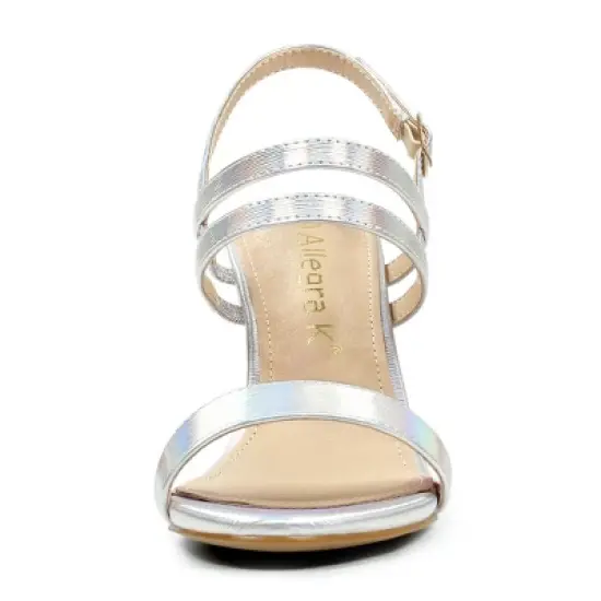 Allegra K Women's Slingback Block Heel Ankle Strap Sandals image {1}