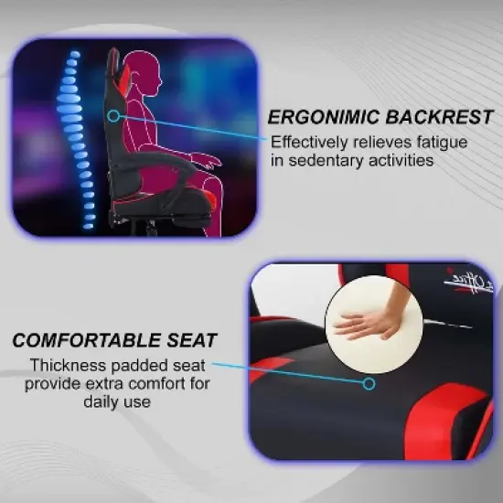 FDW Gaming Chair Racing Desk Chair with Footrest Lumbar Support Headrest Armrest Task Rolling Swivel Adjustable PC Gamer Chair image {3}