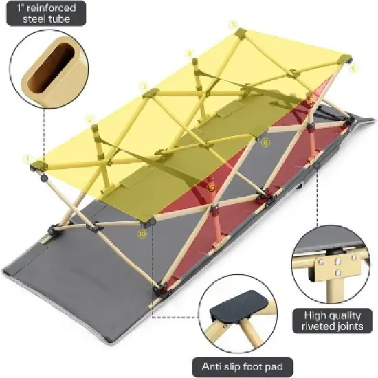 Sportneer Camping Cot: 1200D Double Layer Oxford Foldable Camping Cots for Adults image {3}