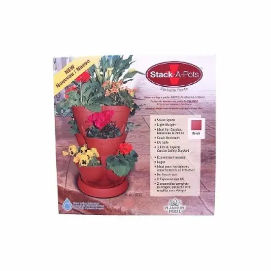 The HC Companies Stack-A-Pots Stackable Planter, Brick, 30 Quart Capacity image {2}