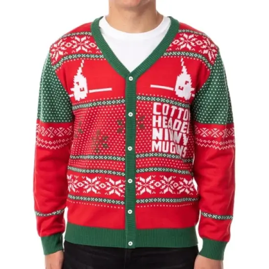 ELF The Movie Men's Cotton Headed Ninny Muggins Ugly Christmas Sweater image {1}