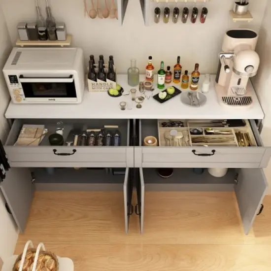 Famapy Split Kitchen Pantry Cabinet Storage Cupboard image {5}
