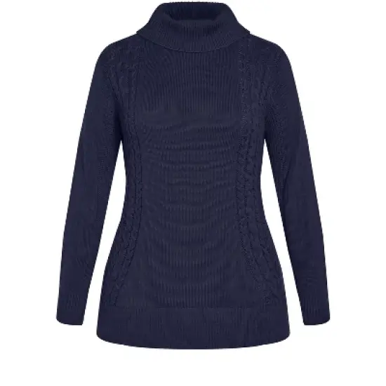Women's Plus Size Rosie Cable Knit Sweater - navy | AVENUE image {5}
